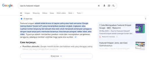 apa itu featured snippet