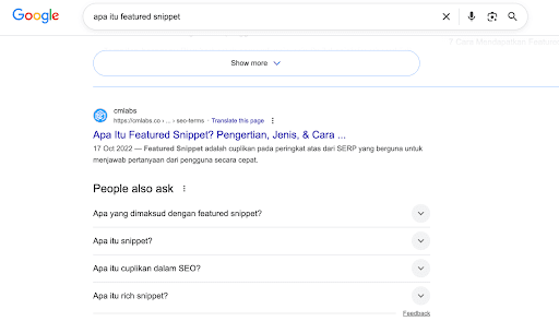 variasi featured snippet